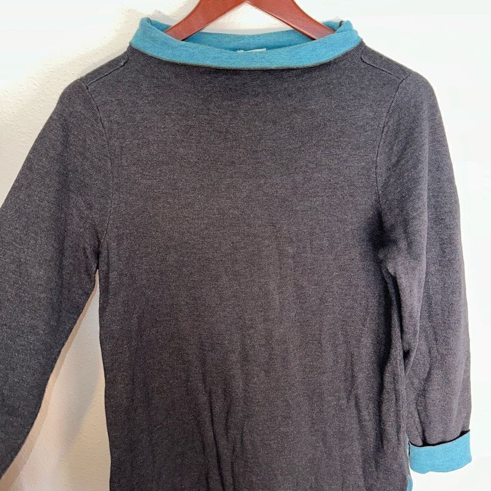 ASPEN Womens M Charcoal Gray & Blue Quality Mock Neck Cozy Modern Tunic Sweater - Picture 5 of 6